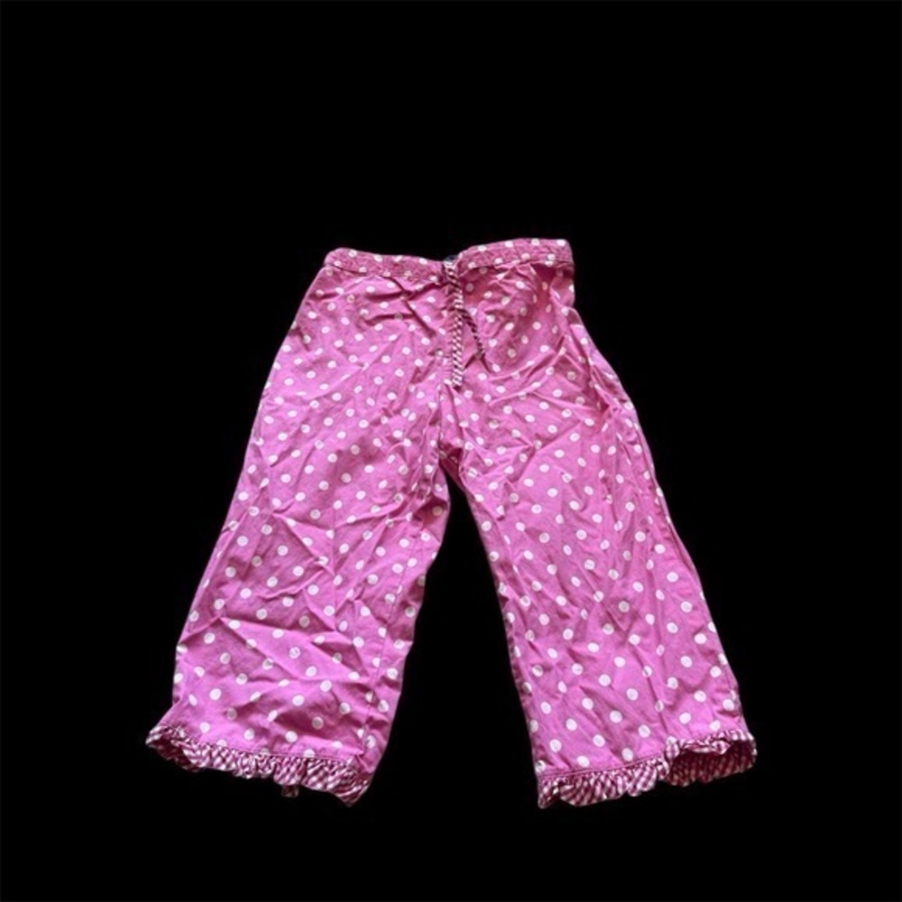 Mini Boden Girls Pink Polka Dot Pants Ruffle Hem Size 9/10Y